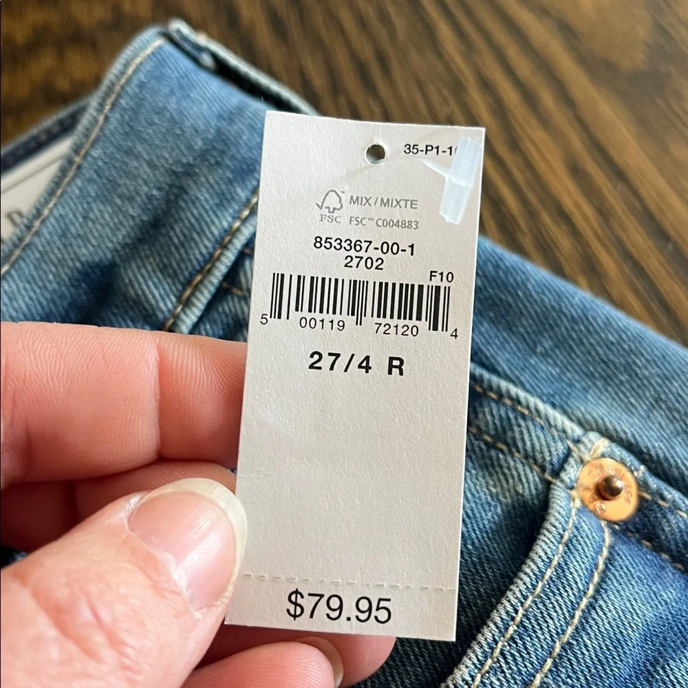 NEW GAP 27 4R Mid Rise Vintage Slim Jeans in Light Blue stretch raw edge - Picture 8 of 9